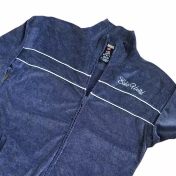 Ecko UnItd Mens Full Zip Long Sleeve Velour Track Jacket Size XL Blue Spell-out. - Picture 3 of 9